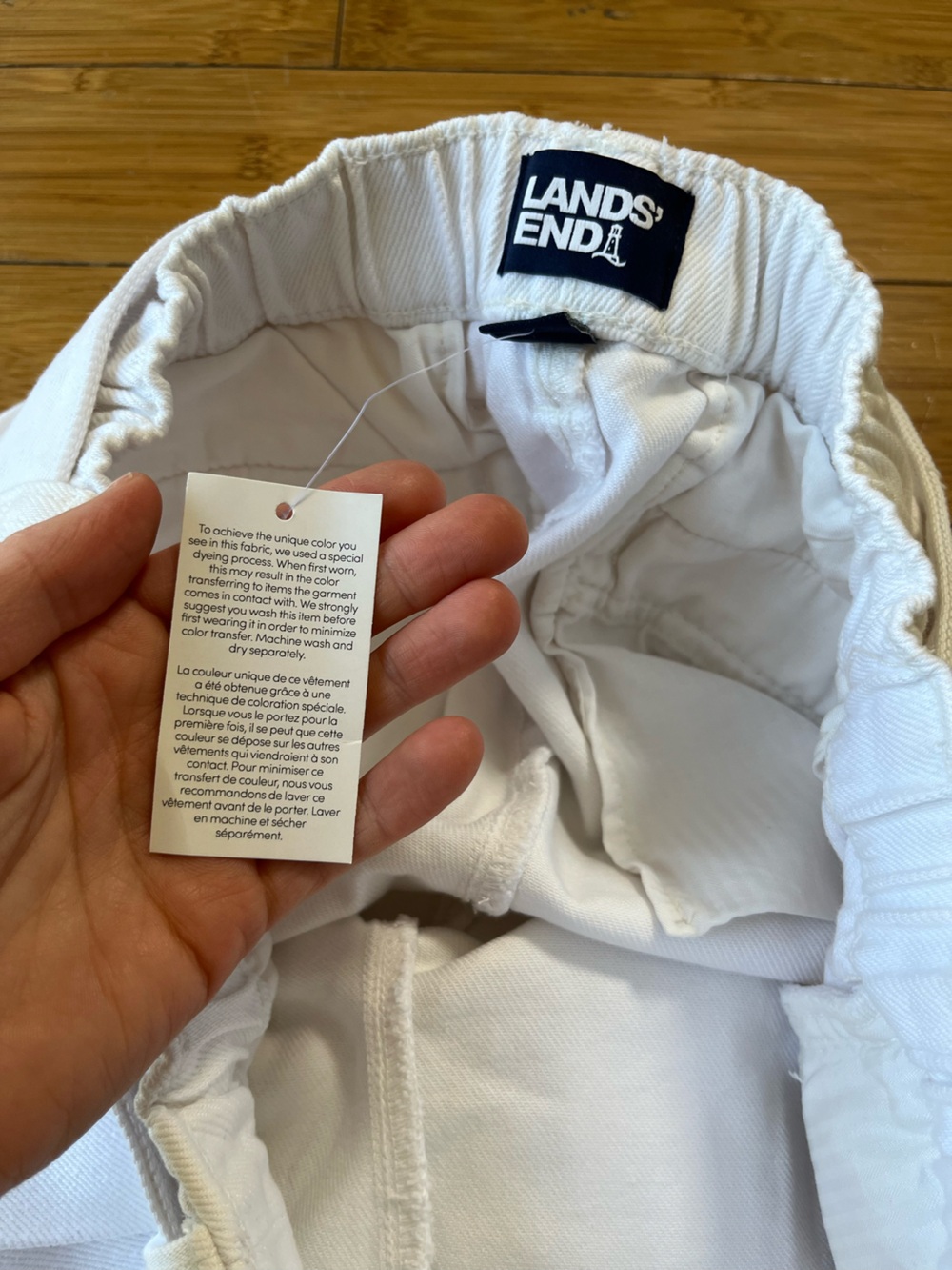 Lands' End White Wide-Leg Belted Paperbag Waist Pants - Picture 7 of 9